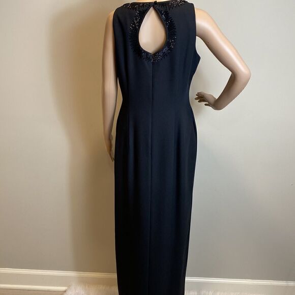 Liz Claiborne Night black beaded sleeveless maxi dress size 8 - Picture 5 of 11